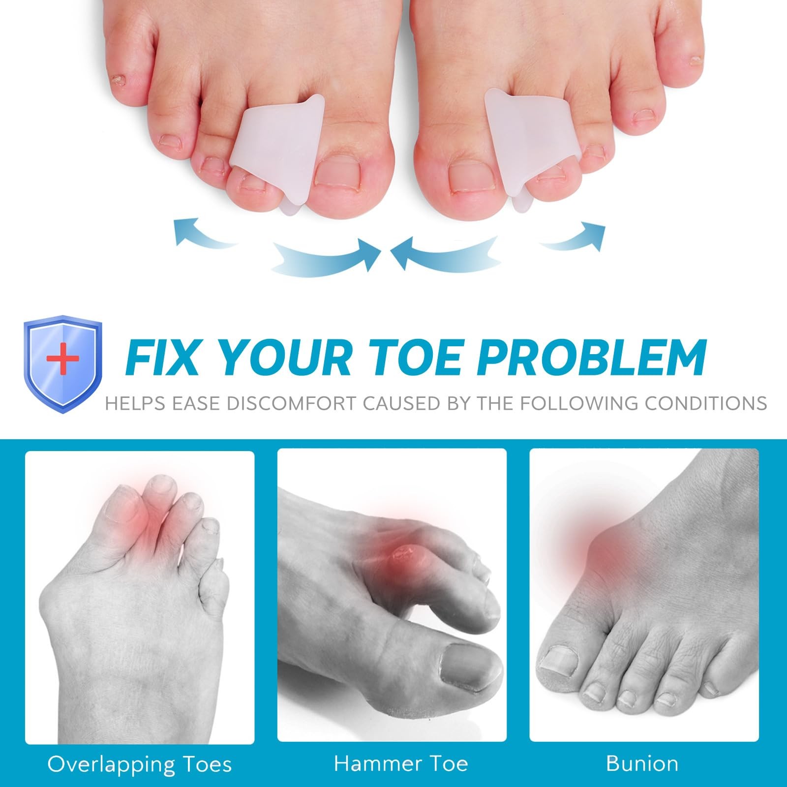 Hammer Toe Straightener Corrector – Toe Spacers Toe Separators for Bunion,Curled