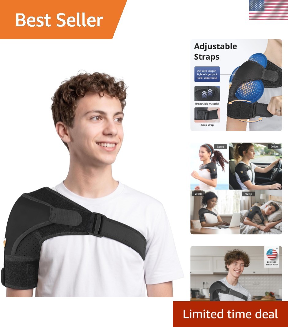 Black Rotator Cuff Support Brace for Men & Women – Adjustable X-Small Size