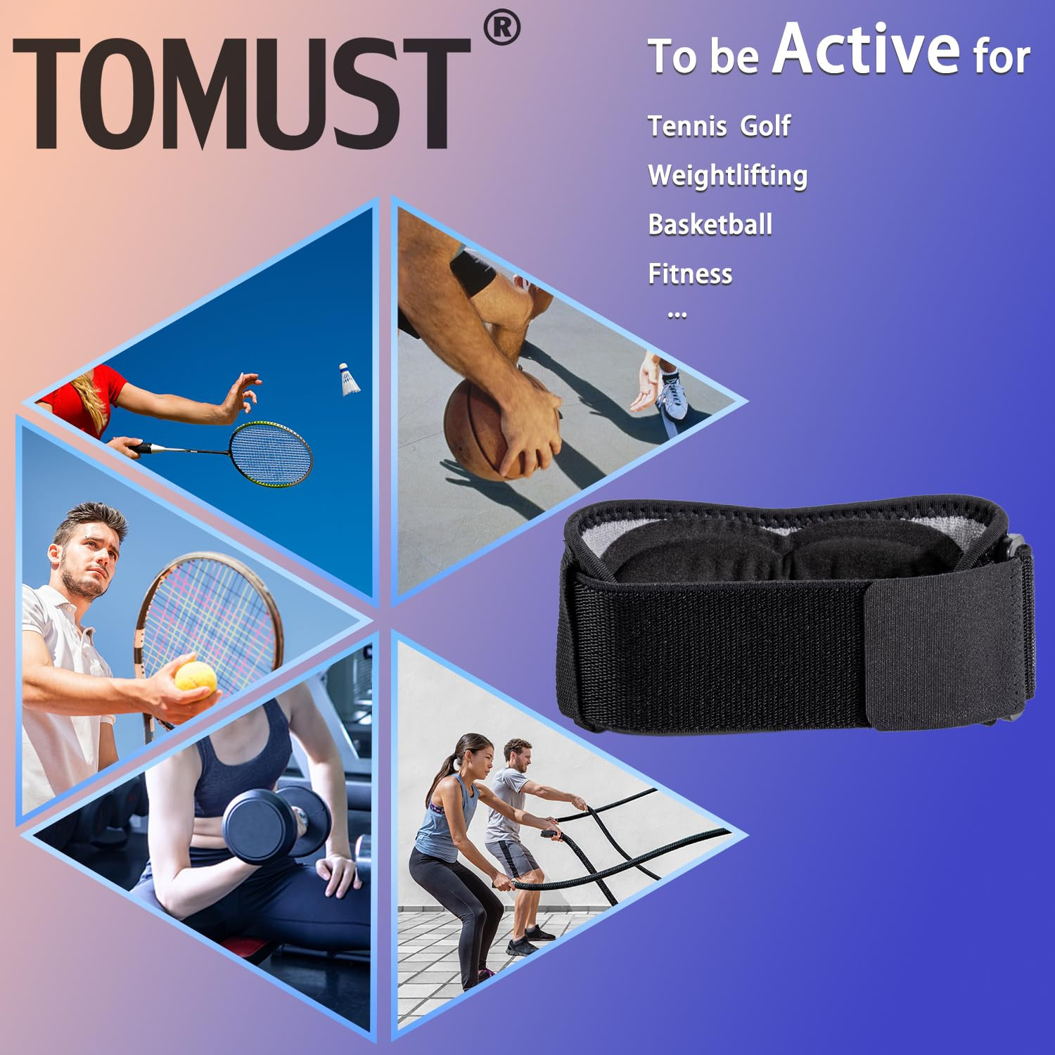 Tennis Elbow Brace – Adjustable Forearm Support Band with Gel Compression Pad…