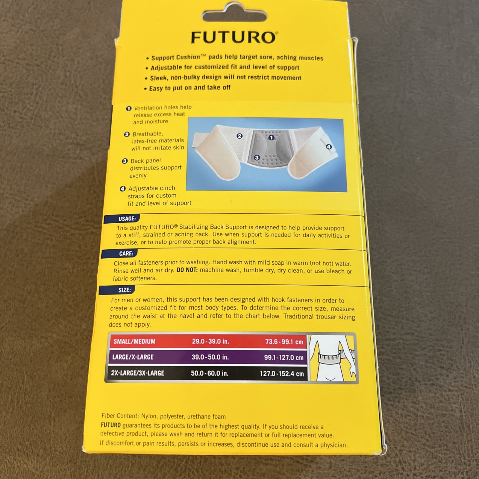 New FUTURO L-XL Stabilizing Back Support Moderate 46816 GROUND