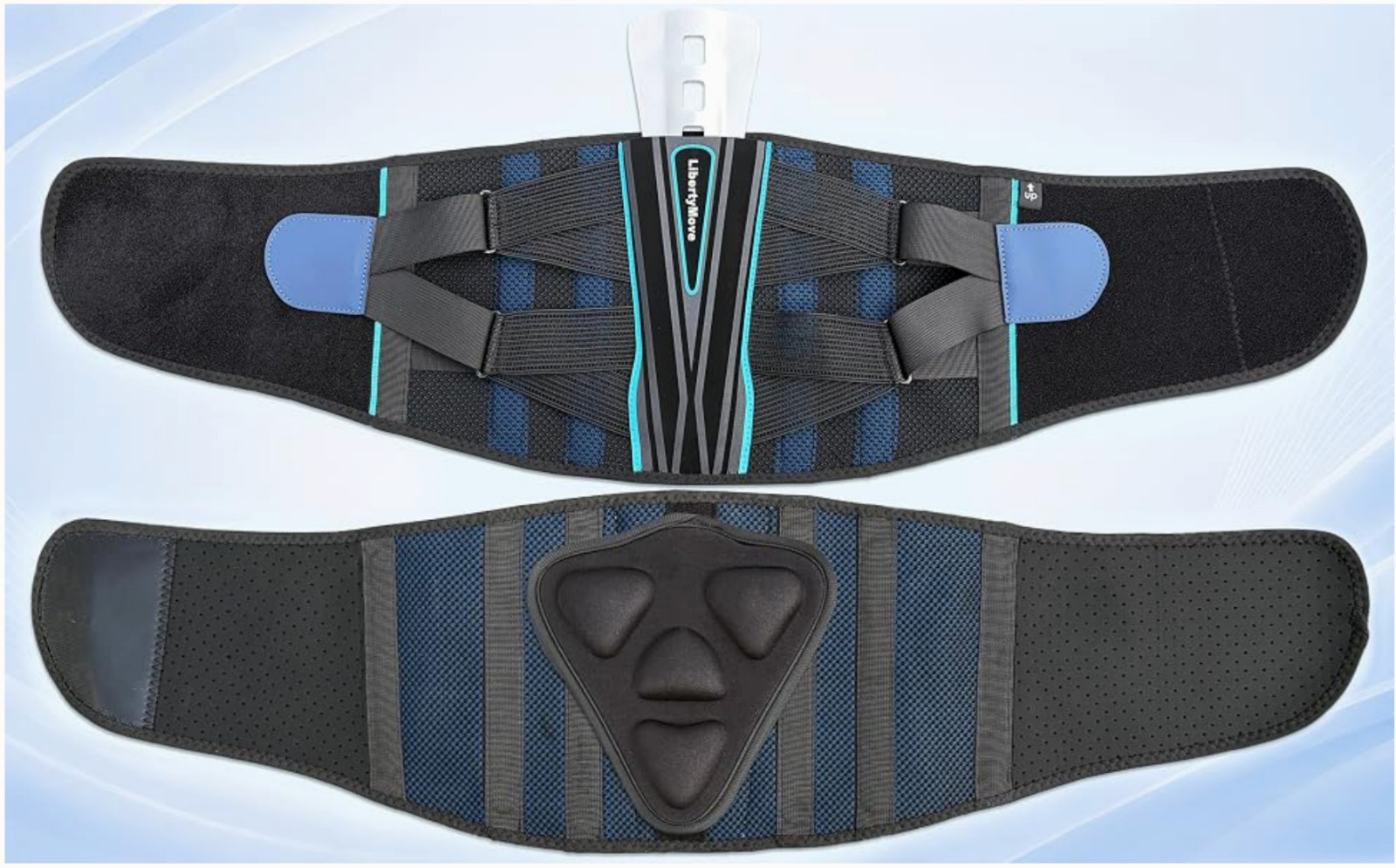 Back Brace Low Back Pain Relief 9″ Wide Lumbar Support Removable Aluminum Panel
