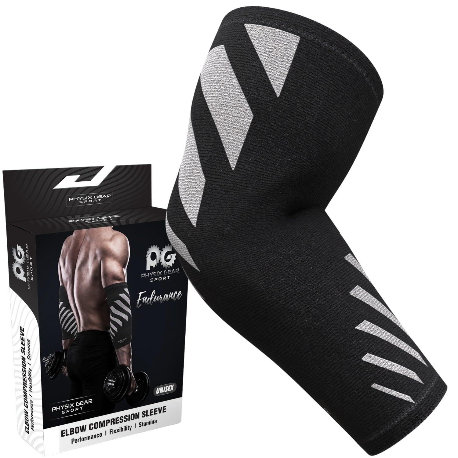 Physix Gear Workout Elbow Sleeves – Elbow Sleeves Compression for Weightlifting,