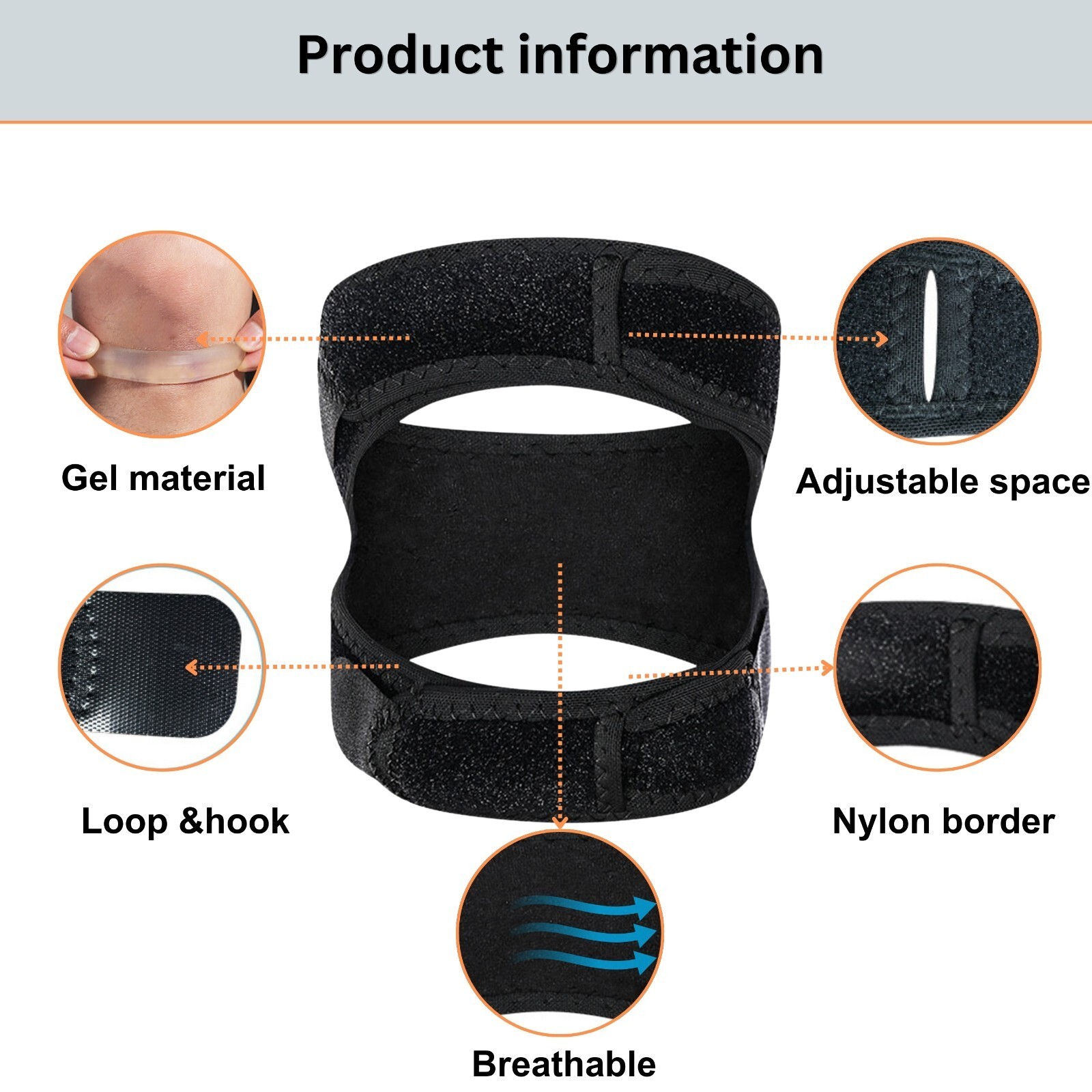 Knee Support Patella Brace Stabilizer Tendon Pain Sports Joint Relief Free Size!