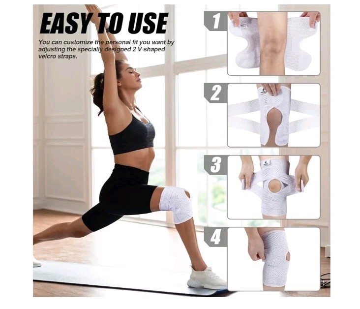 Neenca XXL White, Knee Brace Compression Knee Support with Air Mesh Fabric