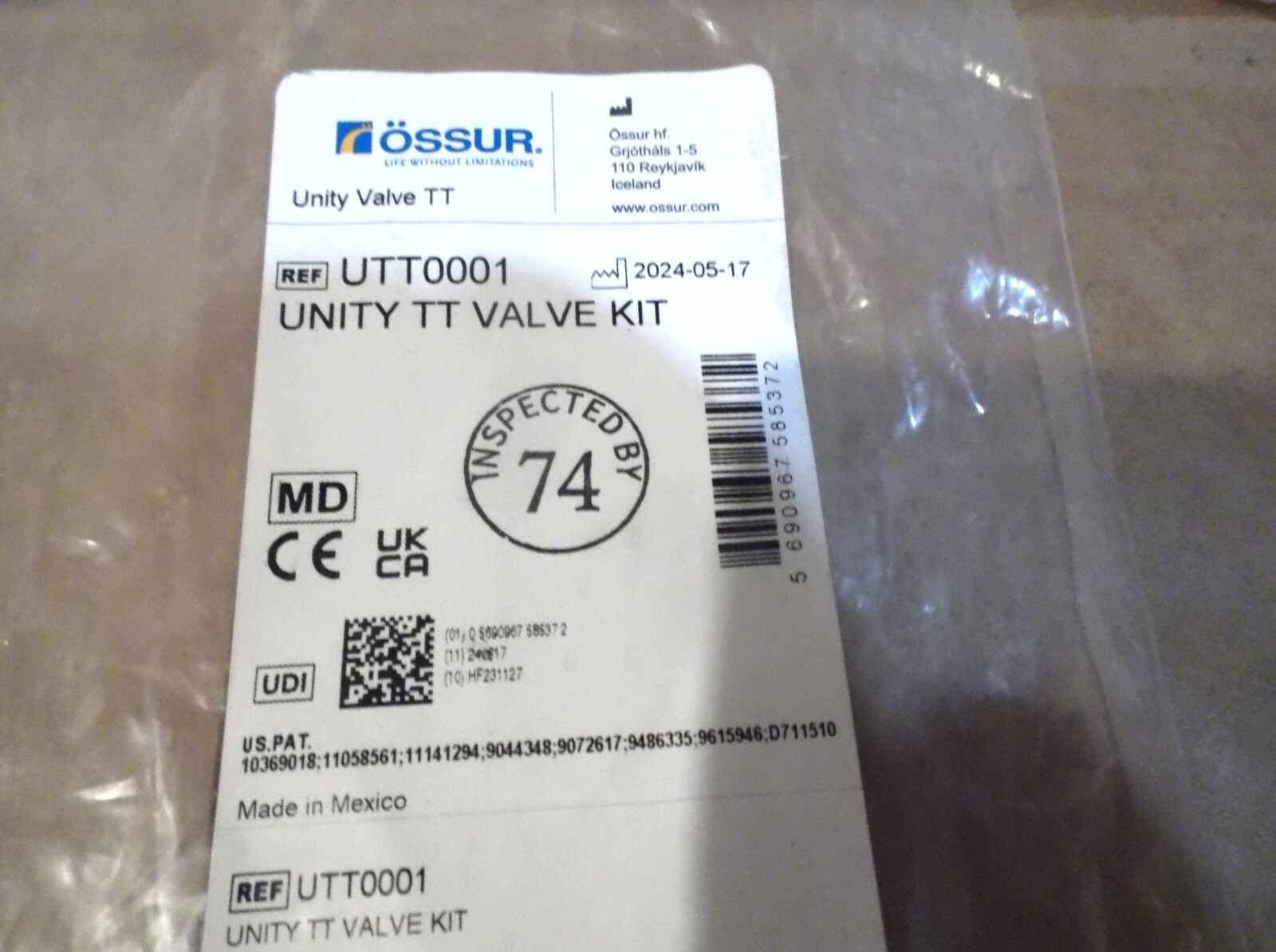 NEW Ossur Unity Kit For TT & TF With Valve UTT0001