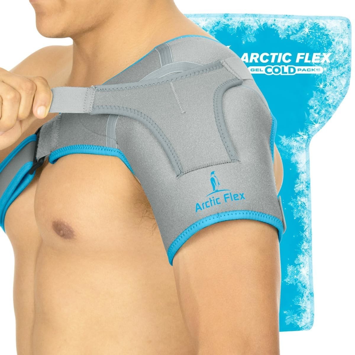 Shoulder Ice Pack Brace – Reusable Cold Gel Wrap & Hot Therapy – Compression Sup