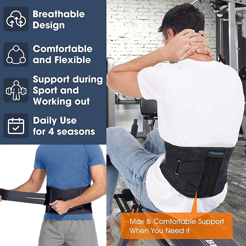 Medical Lumbar Support Lower Waist Back Belt Brace Pain Relief for Men Women Gym