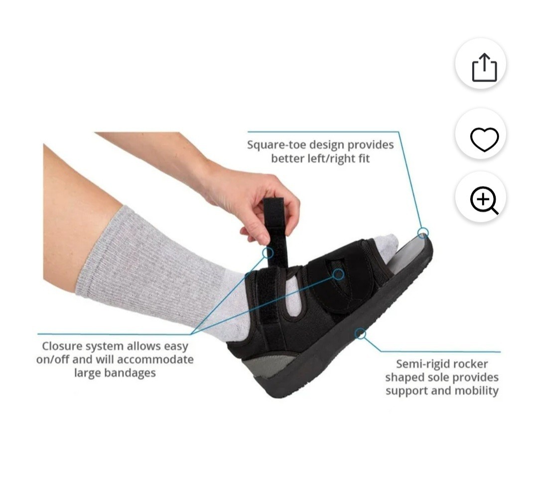 United Ortho Adjustable Post-Op Shoe, Open Square Toe, Rocker Sole, Black