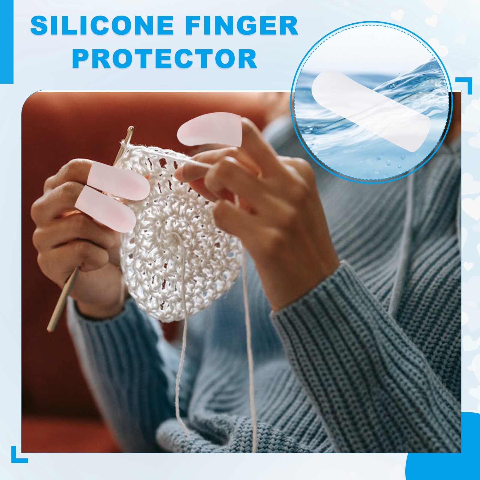20 Pcs 2″x0.67″ Gel Finger Cots Silicone Finger Tip Protector Support White