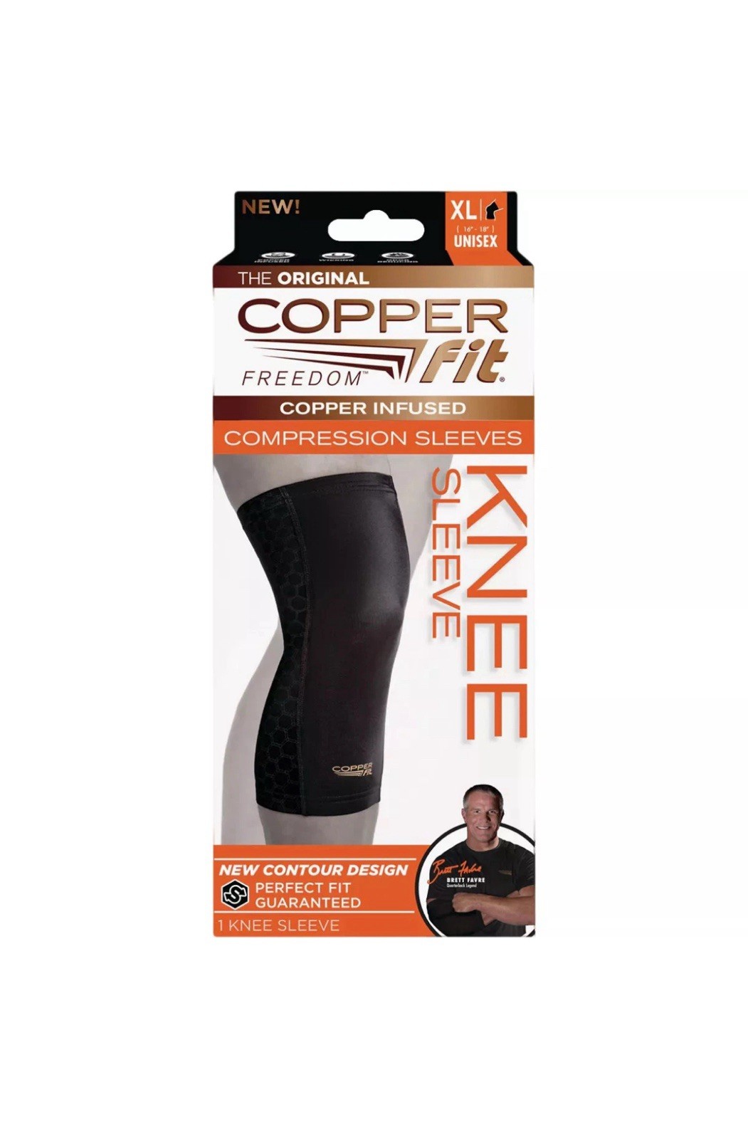 Copper Fit Freedom Knee Sleeve, XL, Copper Infused Compression.