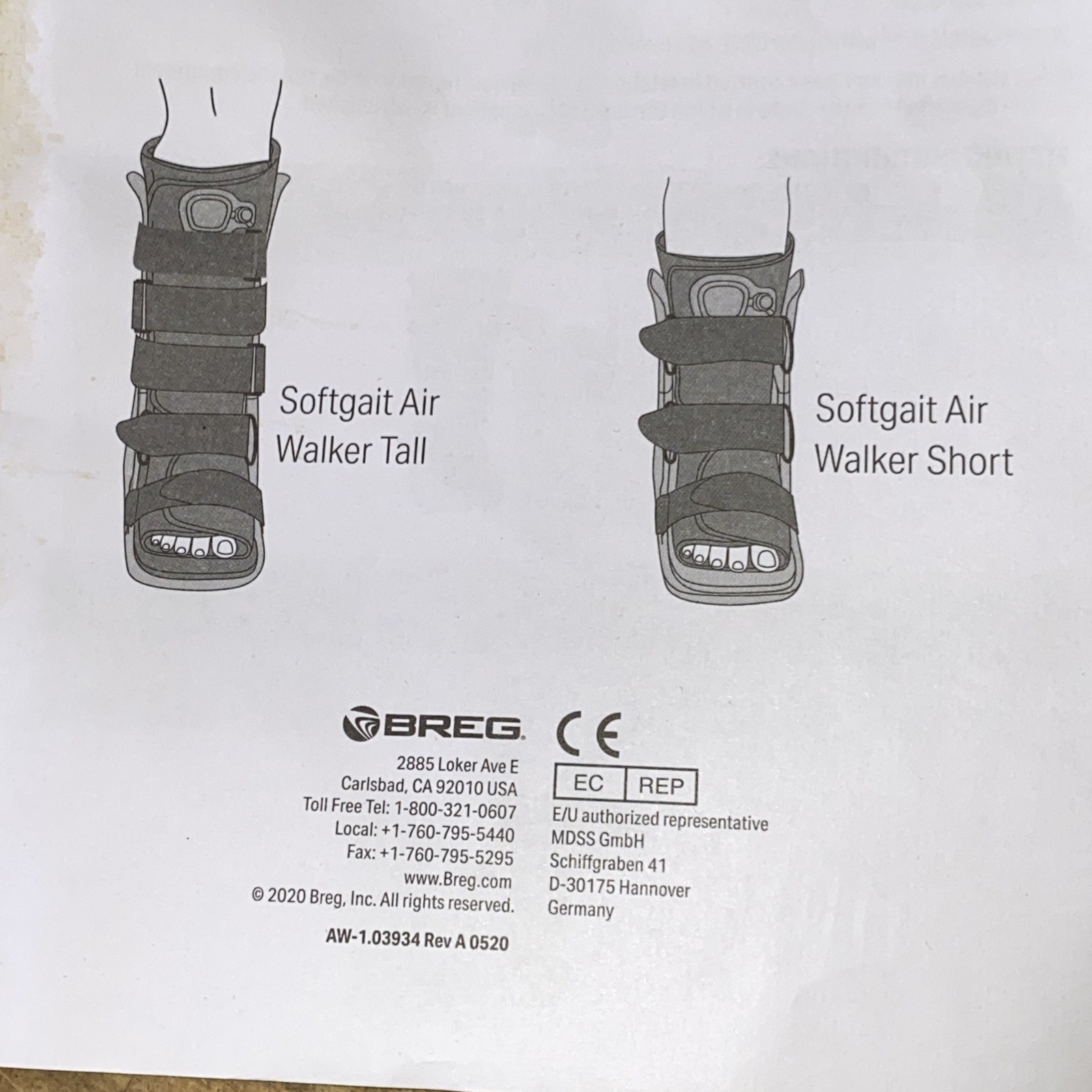 BREG Boot Softgait Air Walker Tall Post-Surgery Size Large, 100617-040 Lite Use