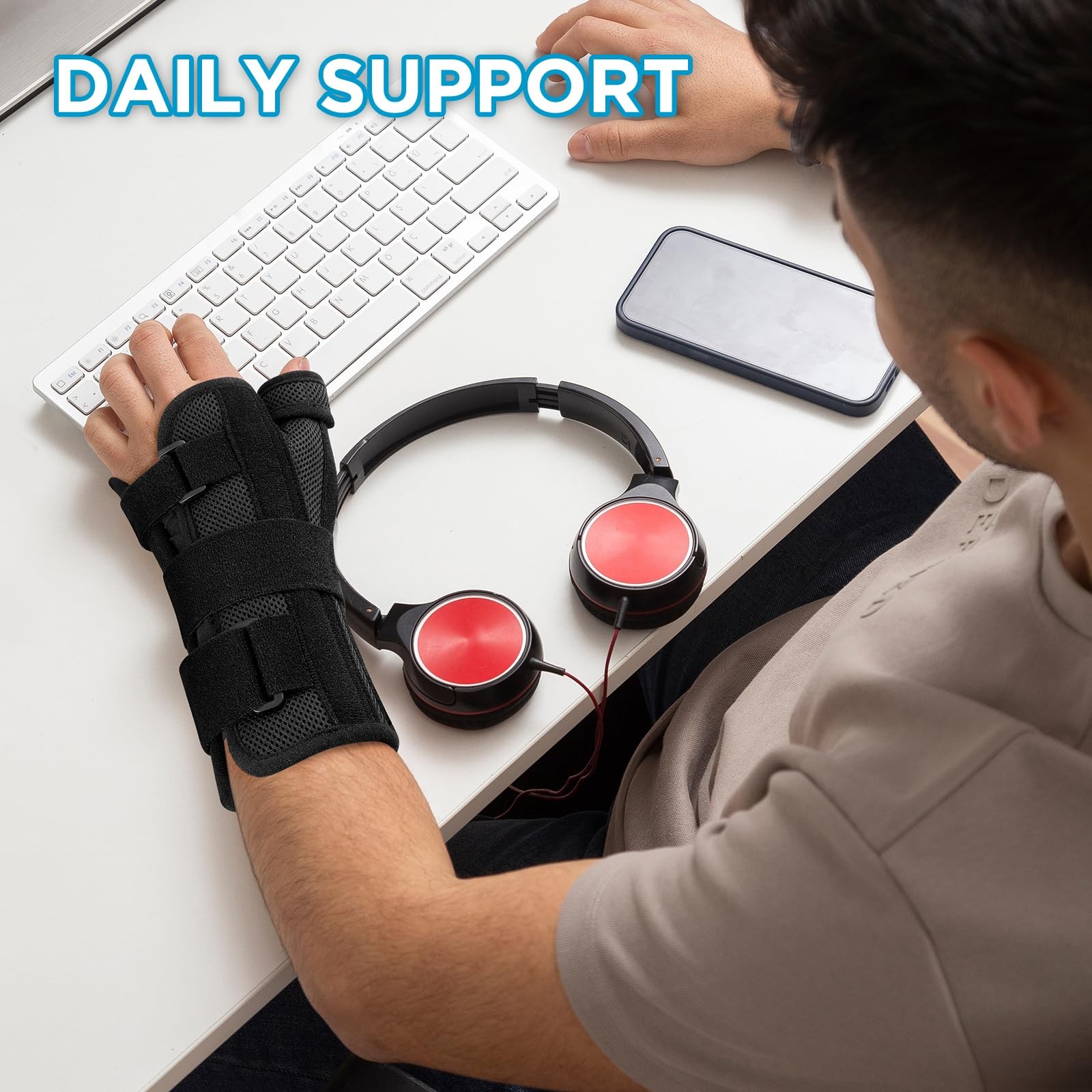 NEENCA Carpal Tunnel Wrist Brace with Thumb Support, XL/XXL/XXXL, Black