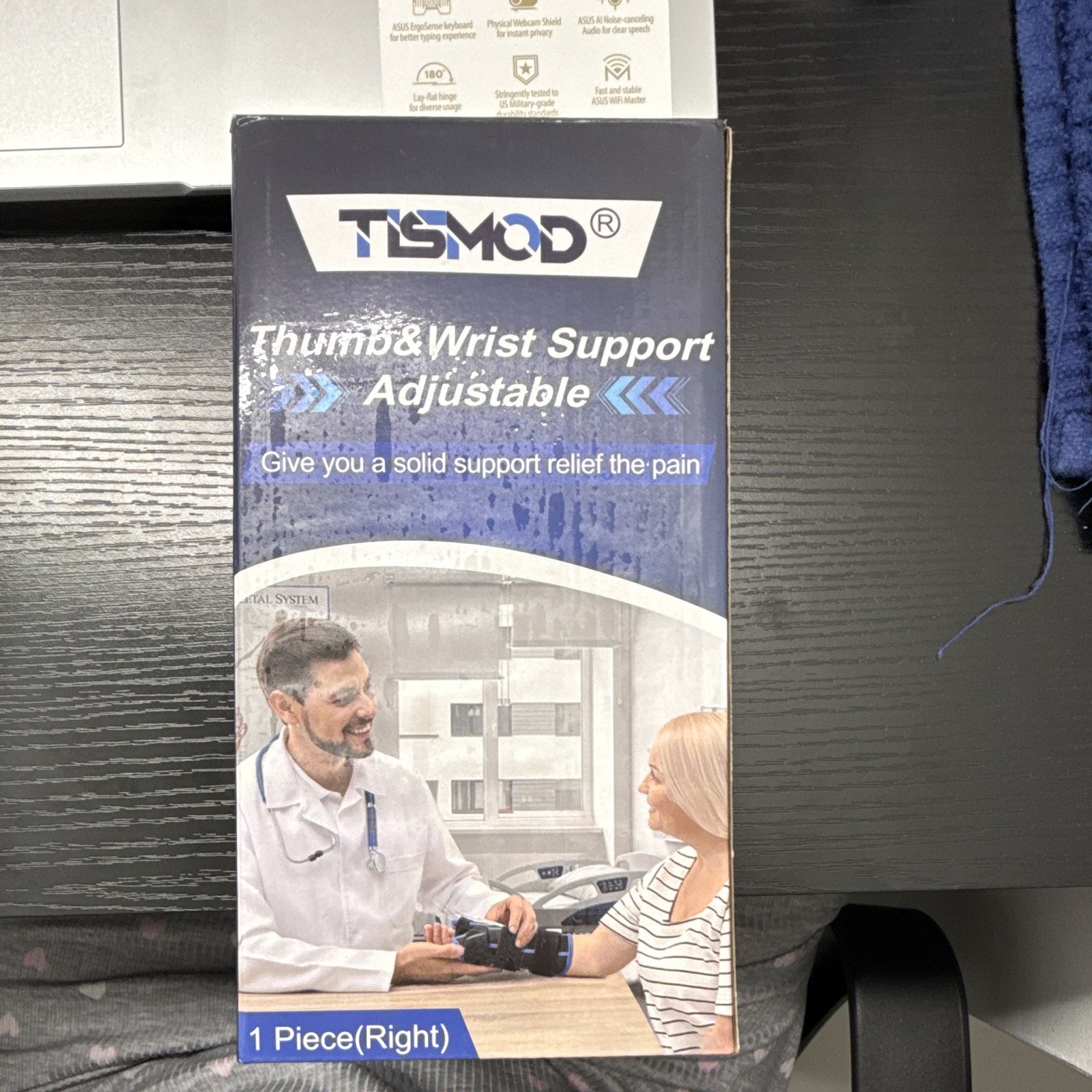 TISMOD Thumb & Wrist Support Splint Adjustable Removable S Right Grey/Black/Blue