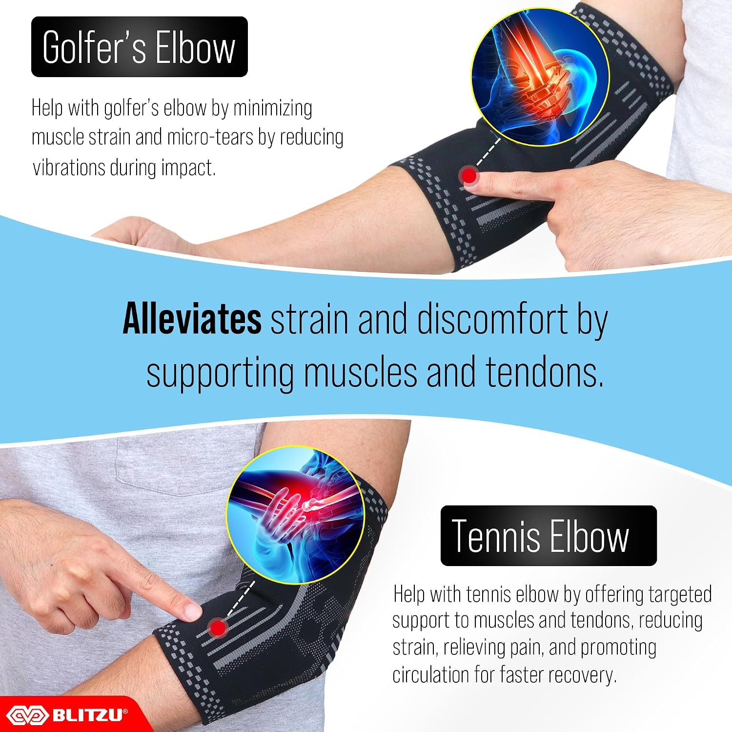 Elbow Compression Sleeve for Tendonitis 2 Pack, Tennis Elbow Brace Support for