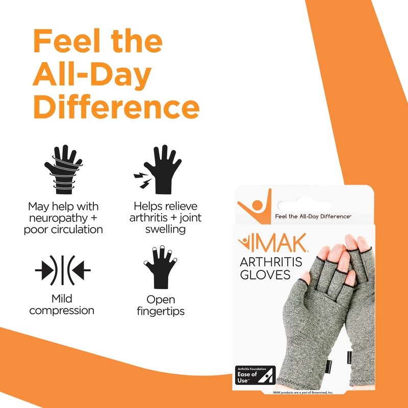 IMAK Compression Arthritis Gloves Pain Relief Joint Support Open Finger Design