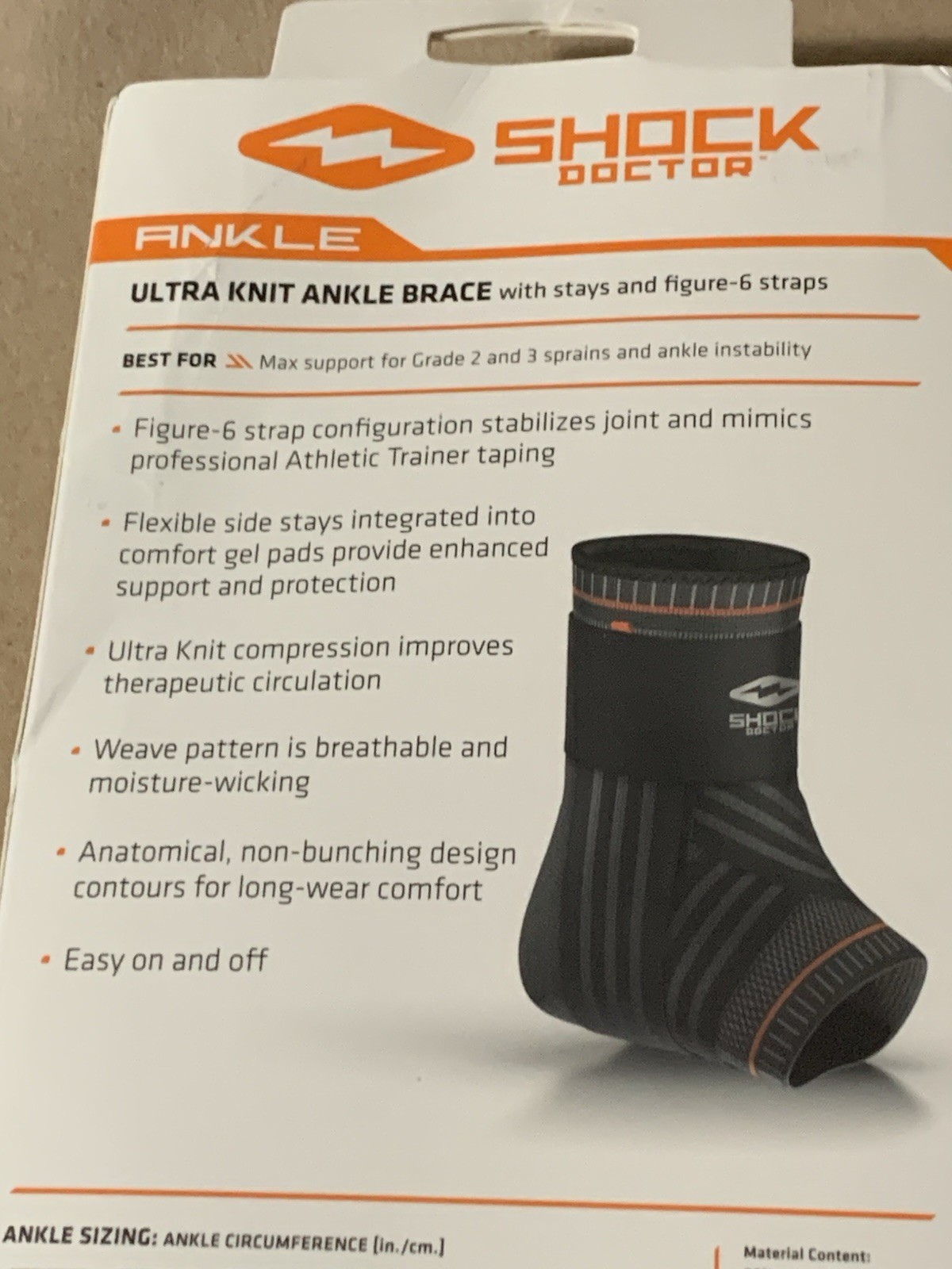 Shock Doctor Ultra Knit Level 3 Ankle Brace BLACK ADULT Medium NEW $57