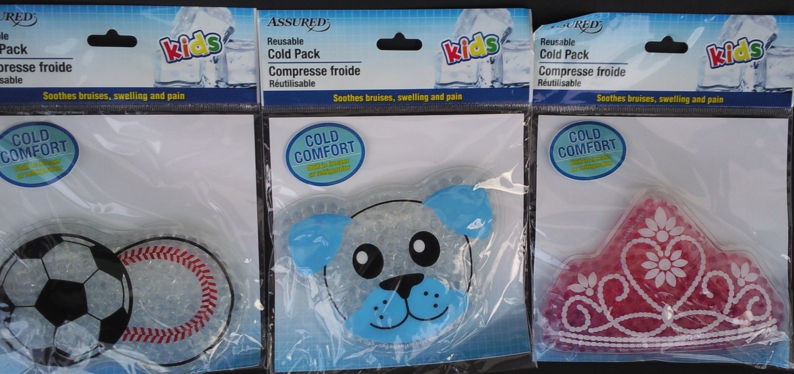 WARM / COLD PACKS PAIN SWELLING BRUISES KIDS REUSABLE GEL PACK, SELECT: DESIGN