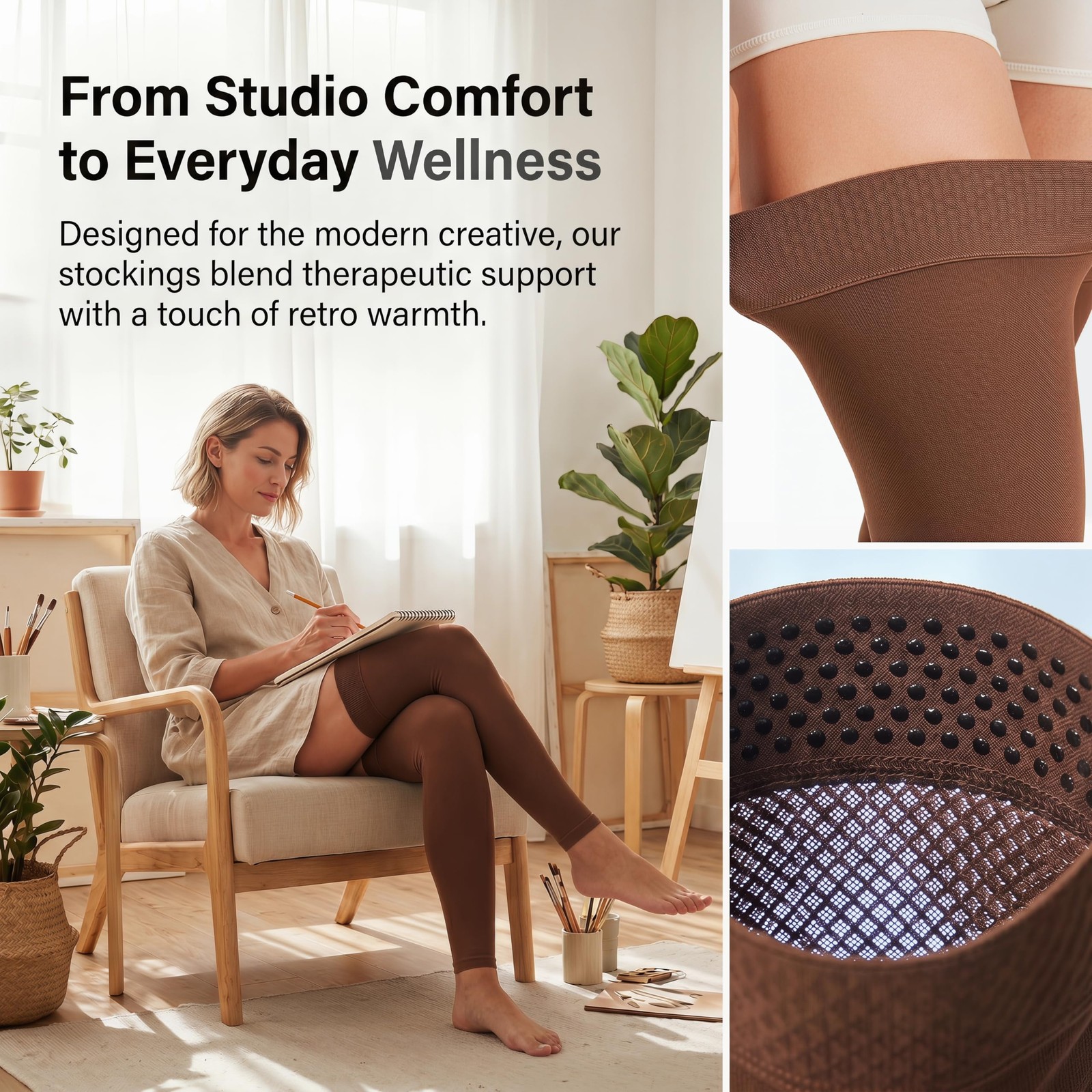 Plus Size 4XL Extra Wide Ankle and Silicone Band, 15-20 mmHg Medical Compress…