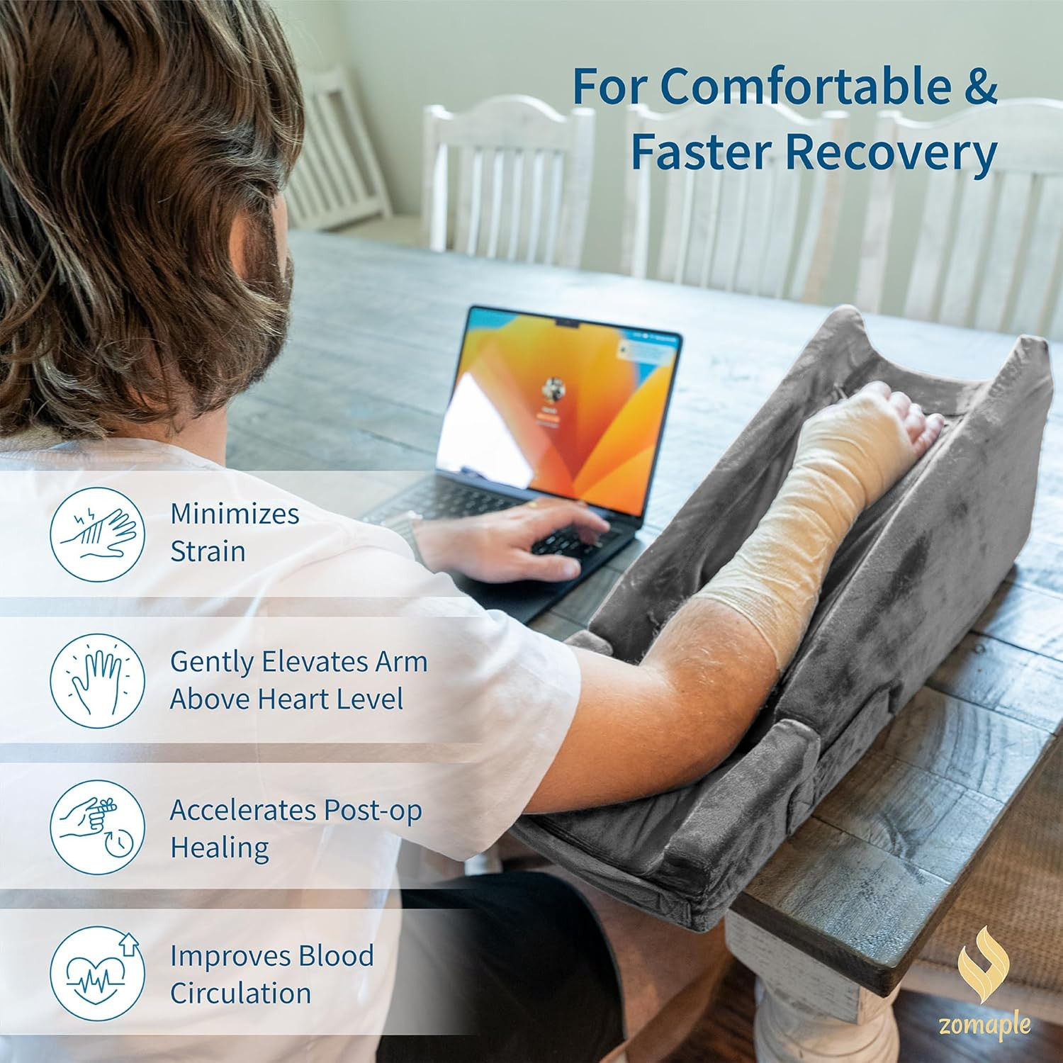 Adjustable Arm Elevation Pillow with Memory Foam & Hot/Cold Pack for Recovery