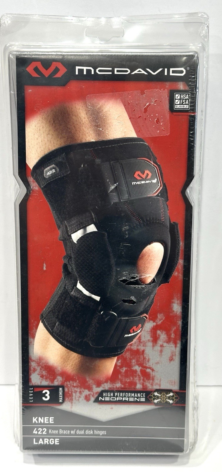 McDavid 422 Hinged Knee Brace w/ Hinges for Men & Women, Level 3, Black, (LARGE)