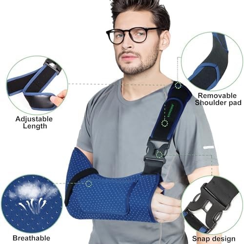 KONSEDIK Arm Sling Shoulder Support,Breathable Padded Brace with Pocket&Thumb…