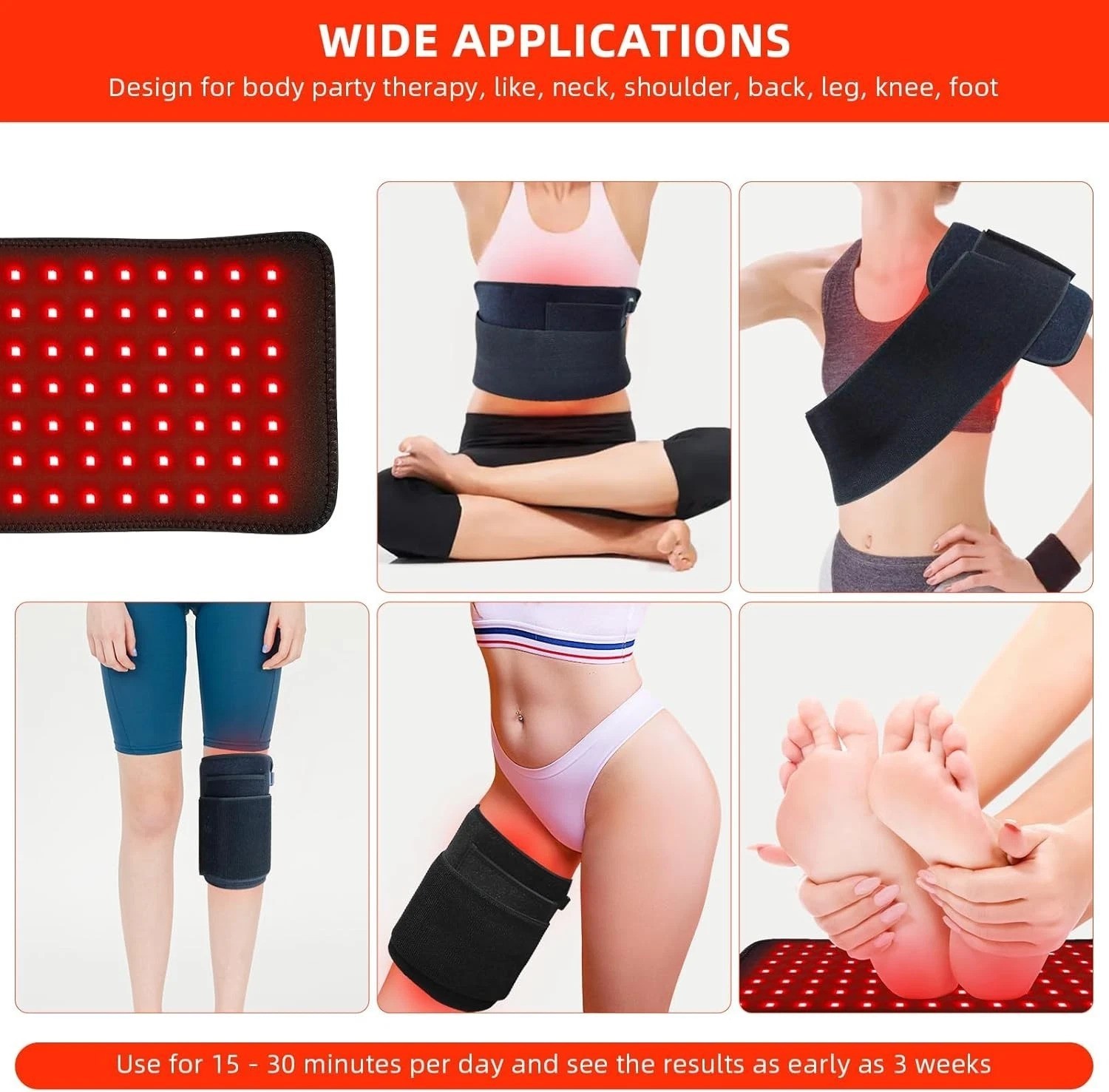 Red Light Therapy Pad for Body Back Knee Shoulder Hands Feet Portable 660nm 8…
