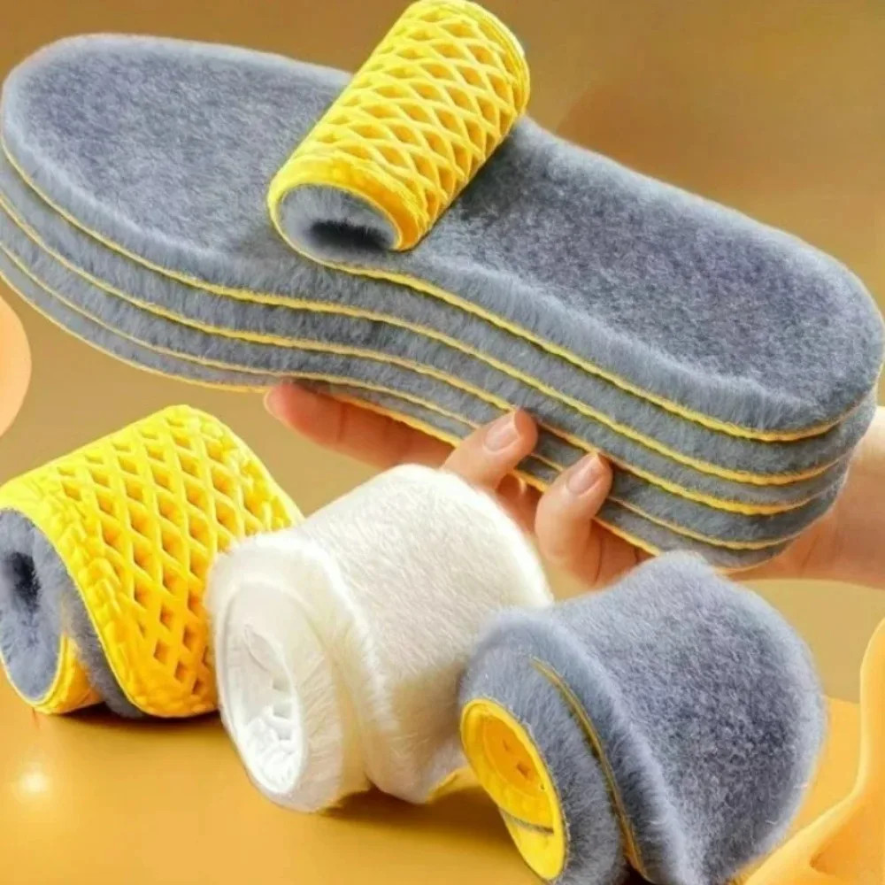 New Plush Warm Insoles for Men and Women Thickened with Plush Ultra Soft Sweat A