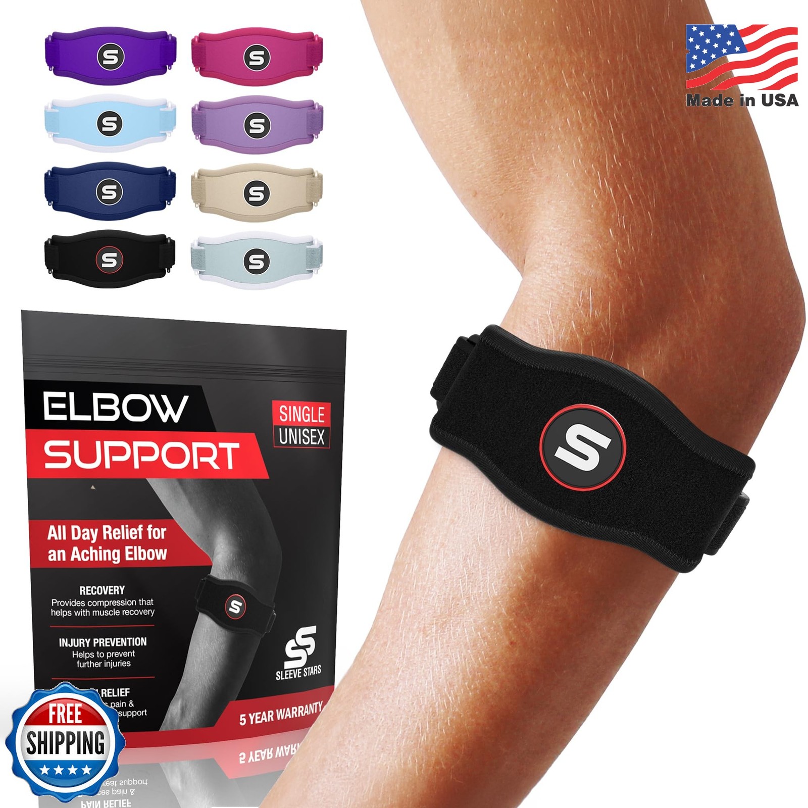 Sleeve Stars Tennis Elbow Brace for Men & Women, Elbow Brace for Tendonitis, Ten