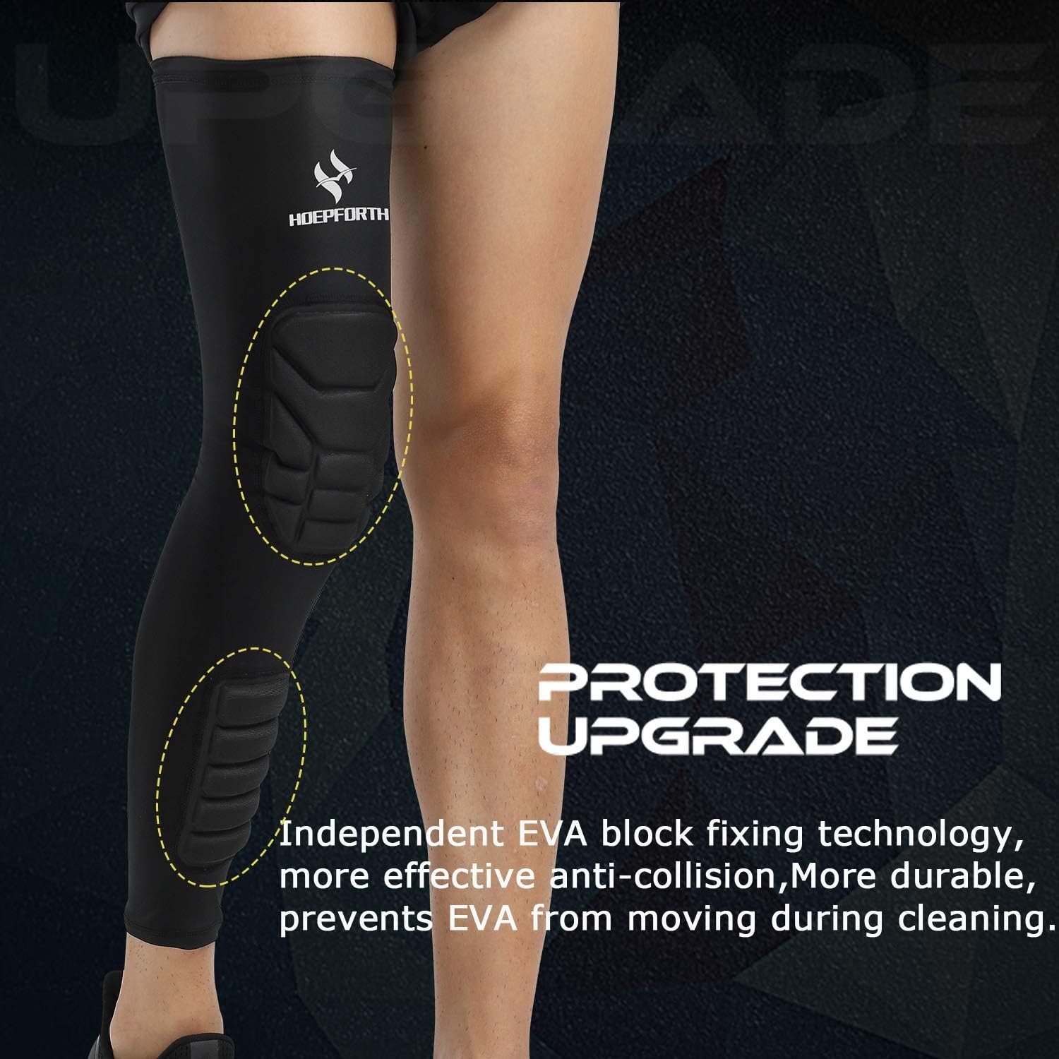 Knee Calf Compression Leg Sleeves 2 Pack with EVA Padding Support for Football