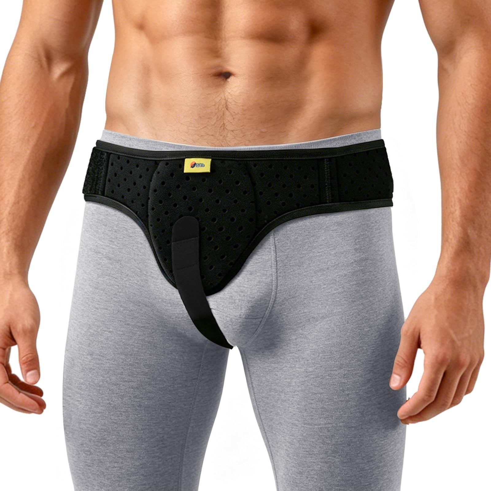 Black L Inguinal Hernia Belt For Men Women Adjustable Groin Support Truss