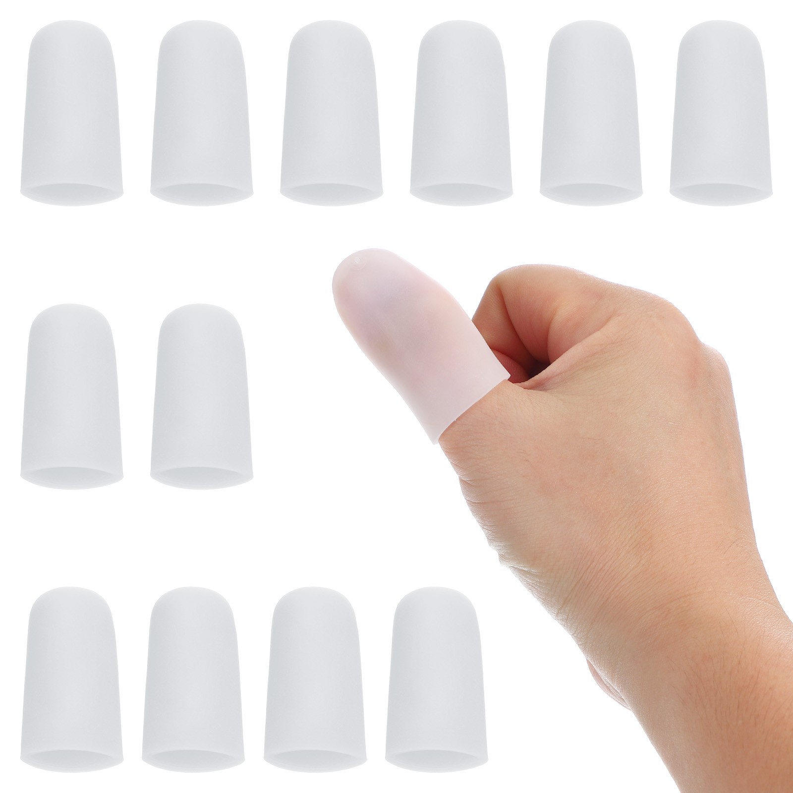 Silicone Gel Covers 1.6″ for Finger, 12 Pieces for Protection, White