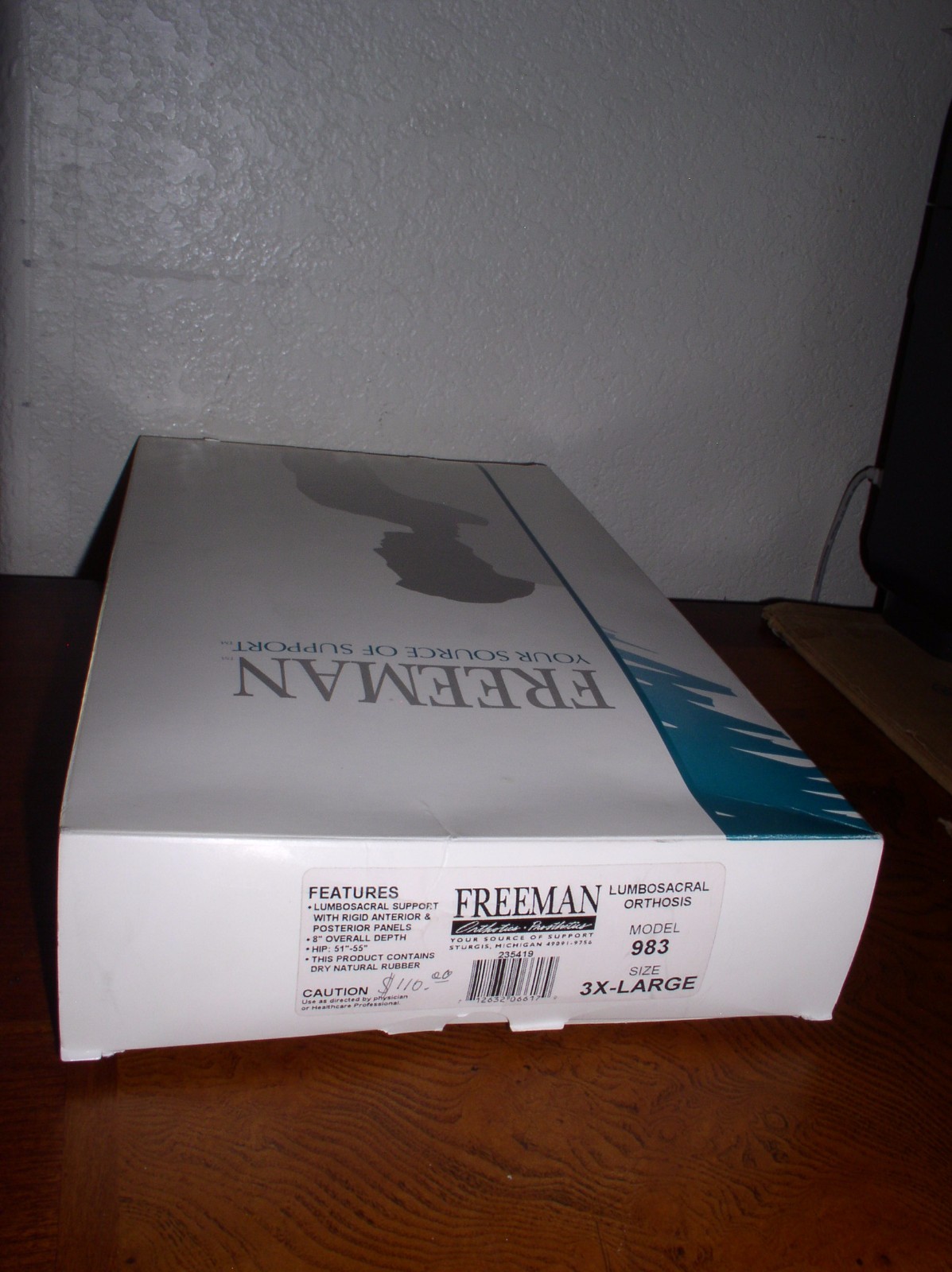 NEW! – Freeman Lumbosacral Orthosis: Size: 3X-Large Model 983 (White)