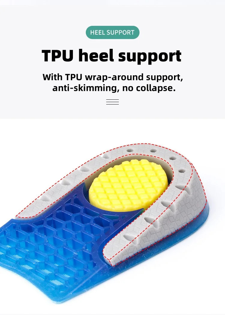 Heightening half cushion invisible honeycomb elastic heightening insole silicone