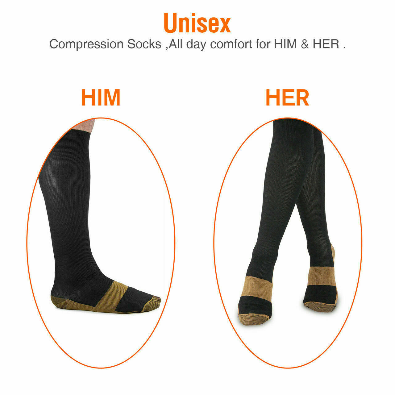 6 Pairs Copper Compression Socks 20-30mmHg Graduated Support Mens Womens XXL