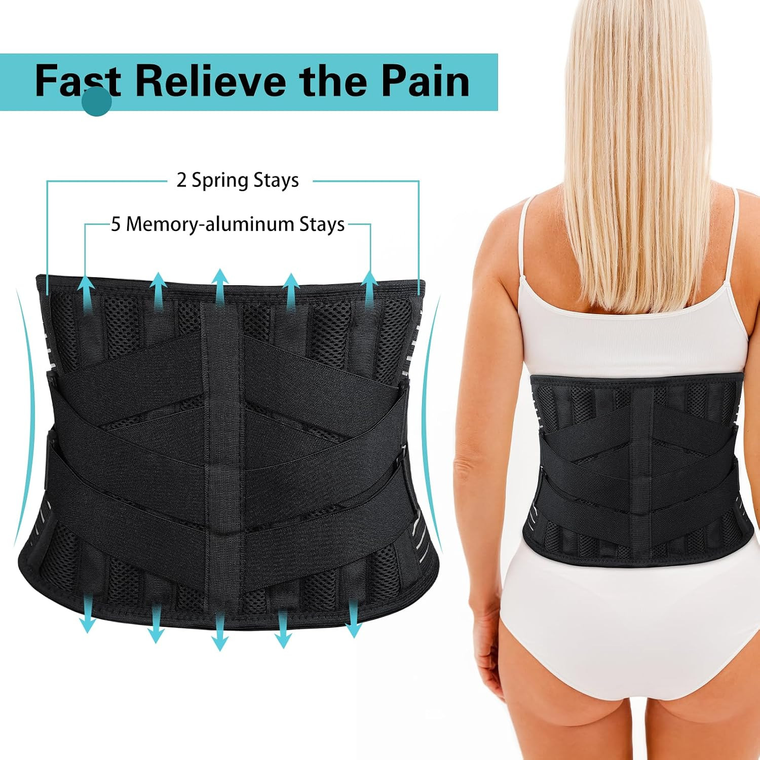 Back Brace for Lower Back Pain Relief, Anti-Skid Lumbar Support Belt with Mesh f