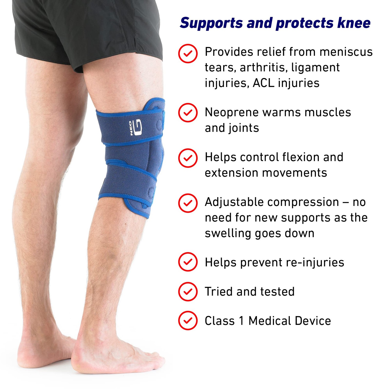 Adjustable Hinged Knee Brace Compression Sleeve Support For Patellar Tracking