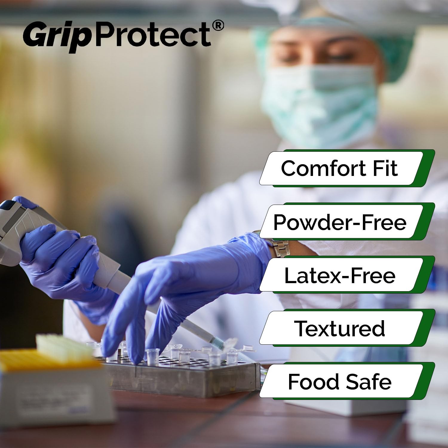 GripProtect Precise Nitrile Gloves 4 Mil – Medium (Pack of 100), Blue