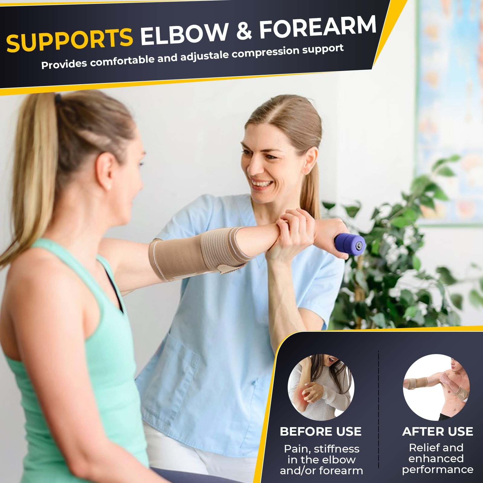 NeoTech Care Elbow Support Brace (Beige, Size S, 1 Pair) Small (1 Pair), Beige