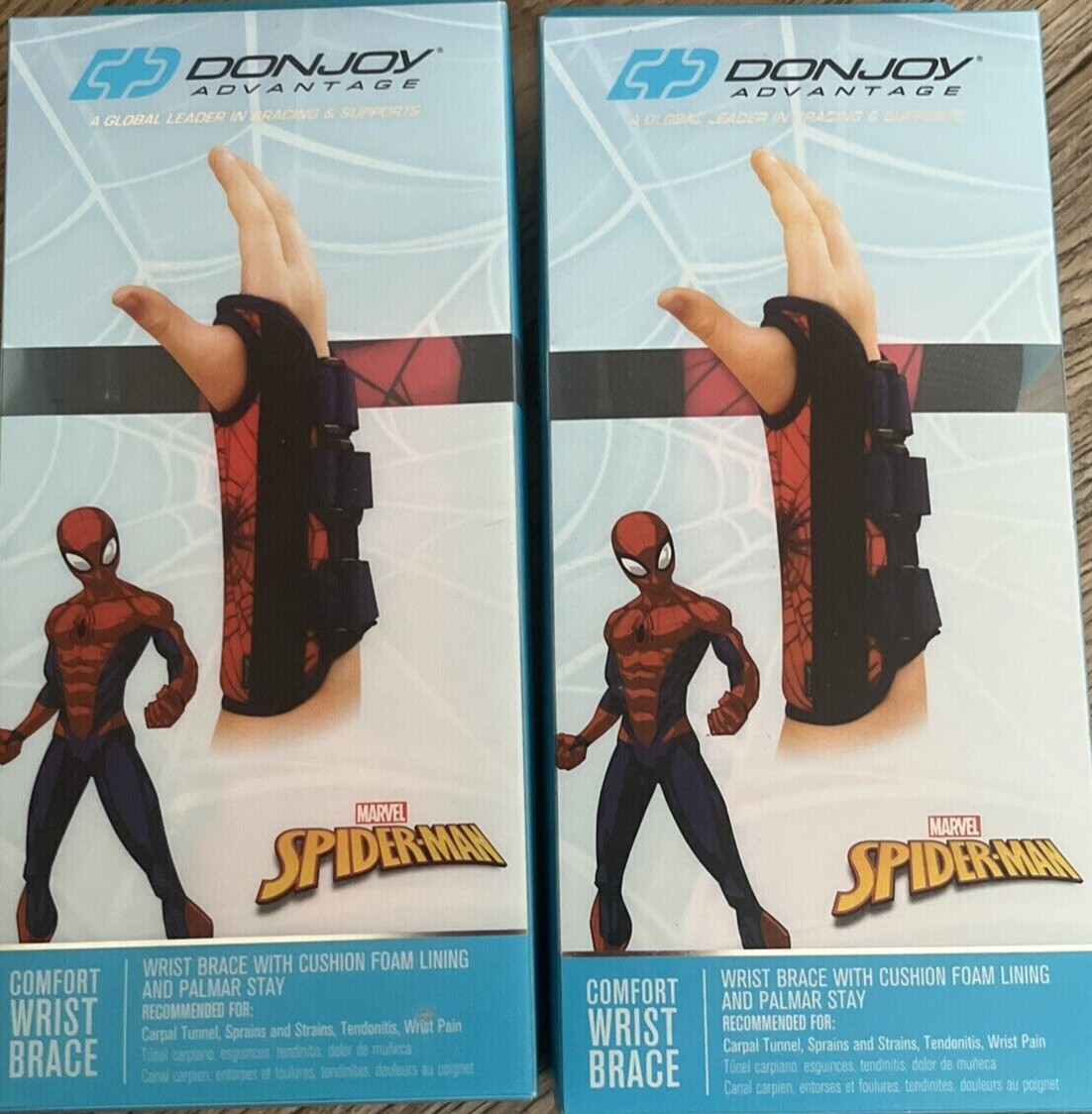 2 Pack SPIDER MAN by DonJoy Advantage Comfort Wrist Brace Youth/Teen Left Hand