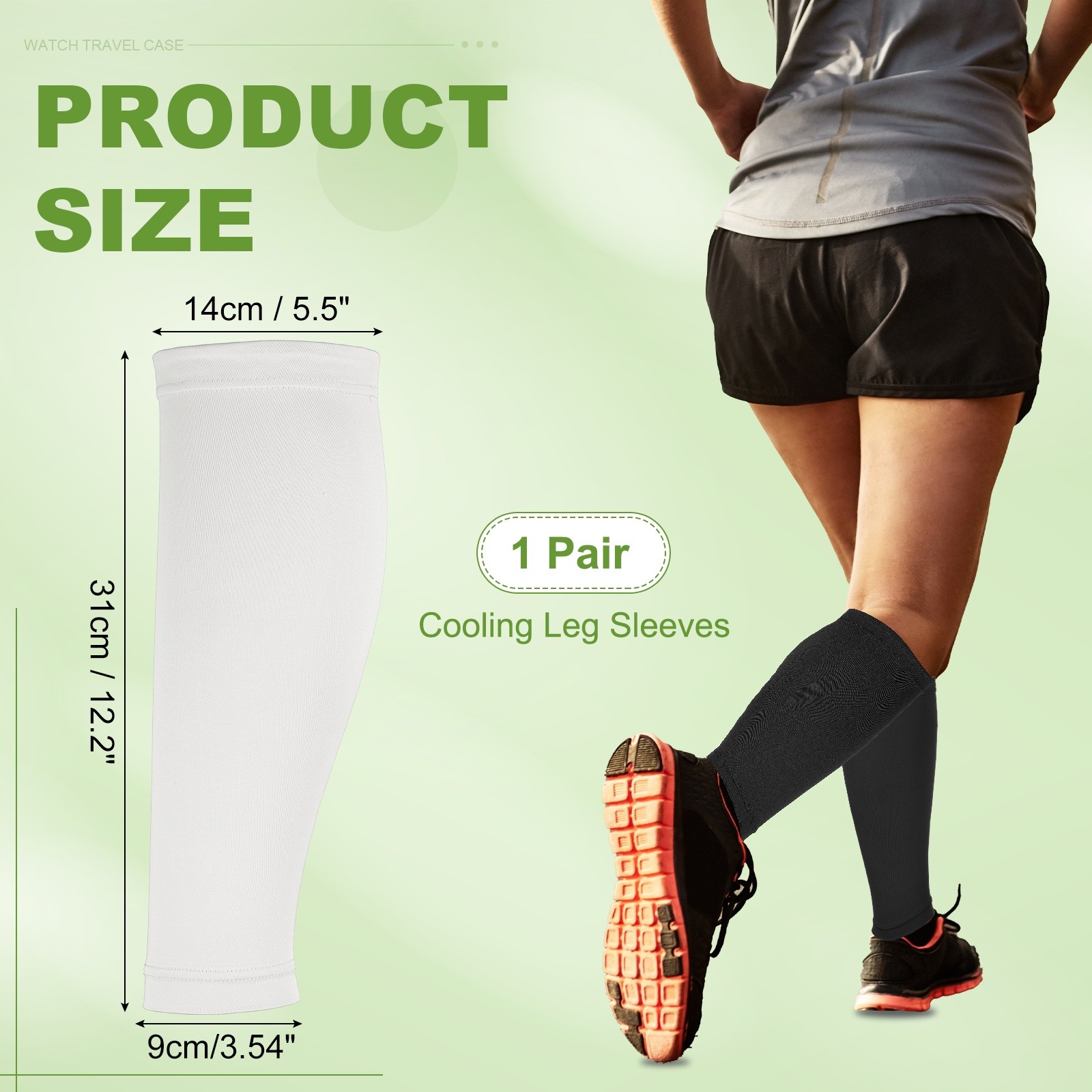 Sun Protection Leg Sleeves with Anti-slip Silicone Strips, White