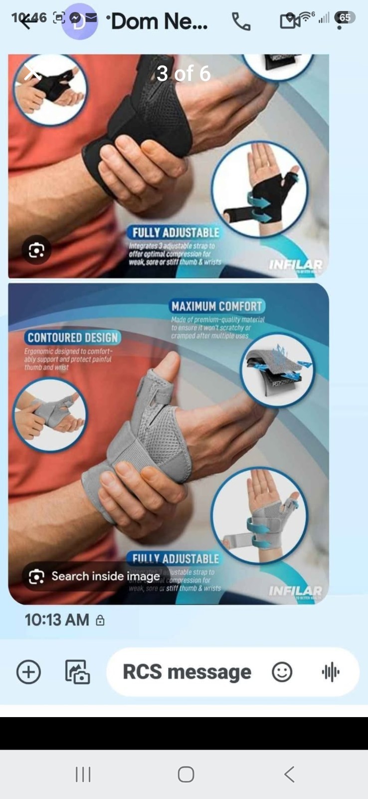 Thumb Brace Splint for Right & Left Hand Unisex Black