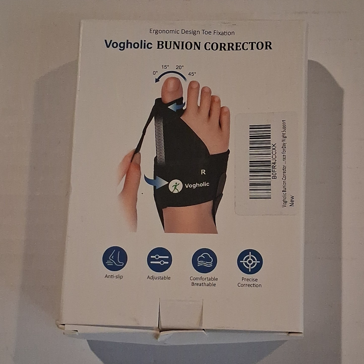 Vogholic Orthopedic Bunion Corrector Adjustable Anti-Slip Breathable L Black