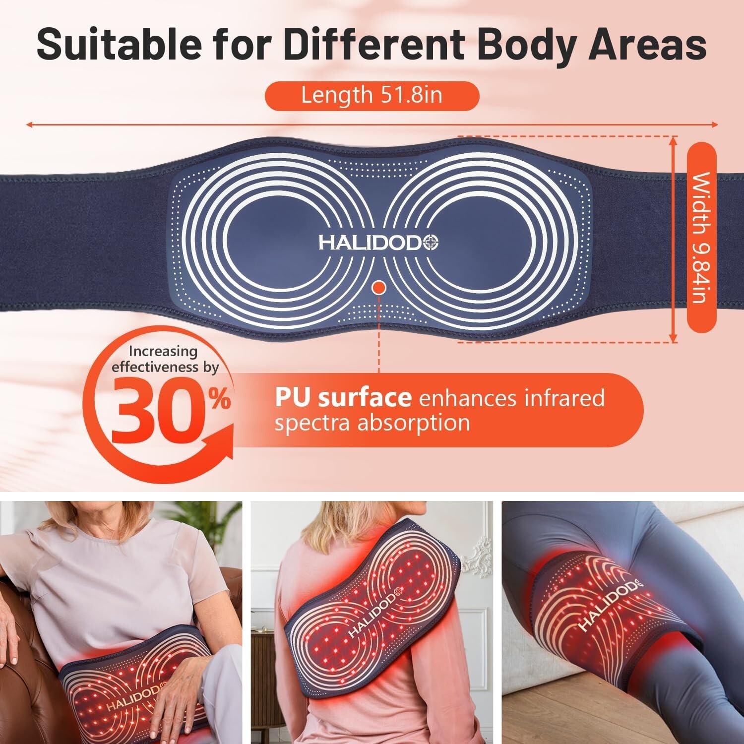 Red Light Therapy Belt & Vibration Back Massage Heated Red Light Therapy Device