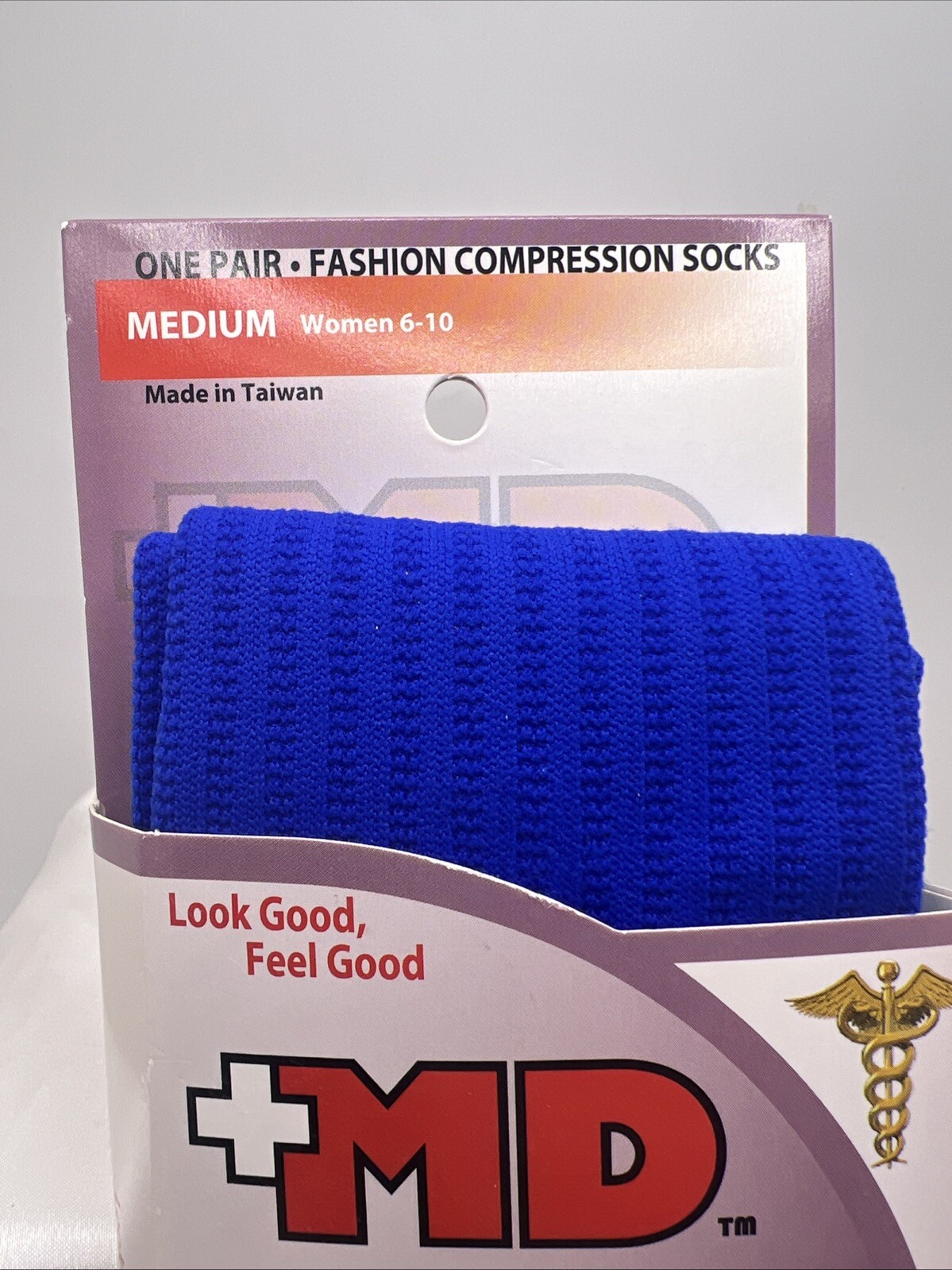 +MD plusMD Fashion Compression Socks Women Medium Microfiber Blue Knee Socks