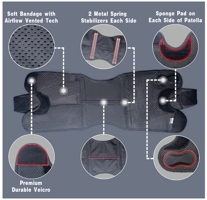Unisex Knee Brace Compression Sleeve Support Patella Adjustable Joint Pain Relif
