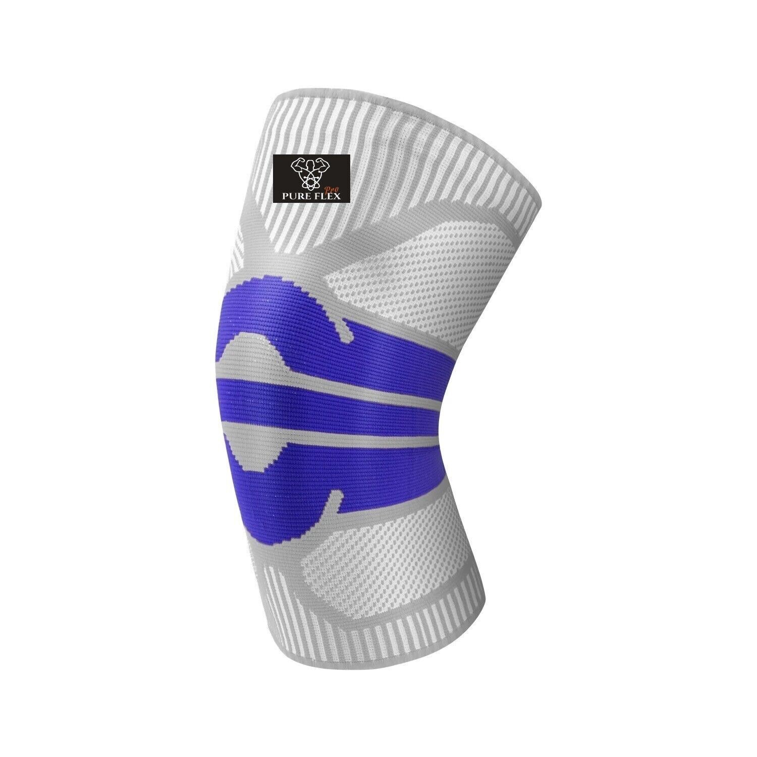 Knee Brace Compression Sleeve Support Sports Recovery ACL LCL MCL Blue/Grey M