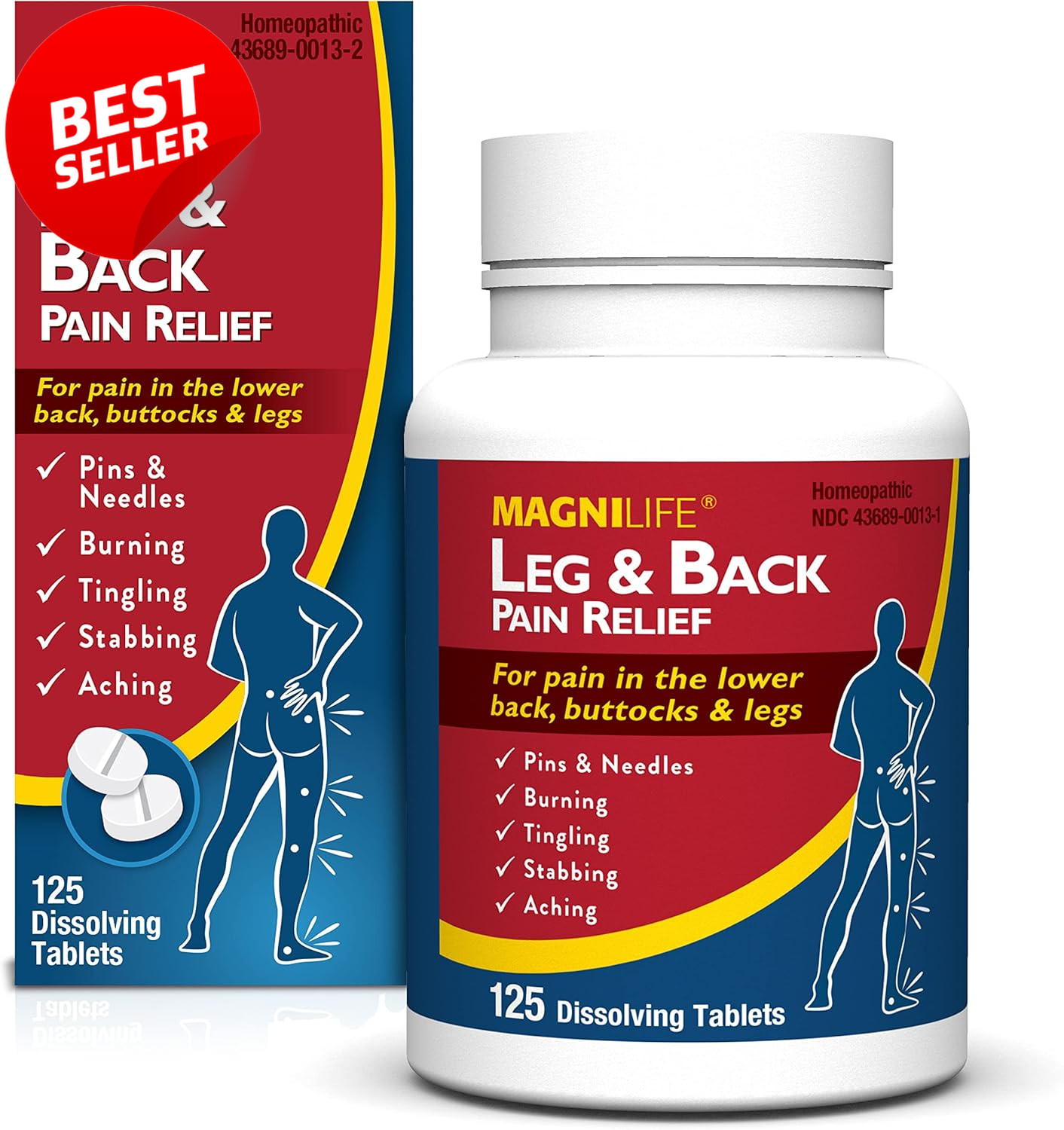 Leg Back Pain Relief Fast Acting 125 Quick Dissolve Tablets Natural – US
