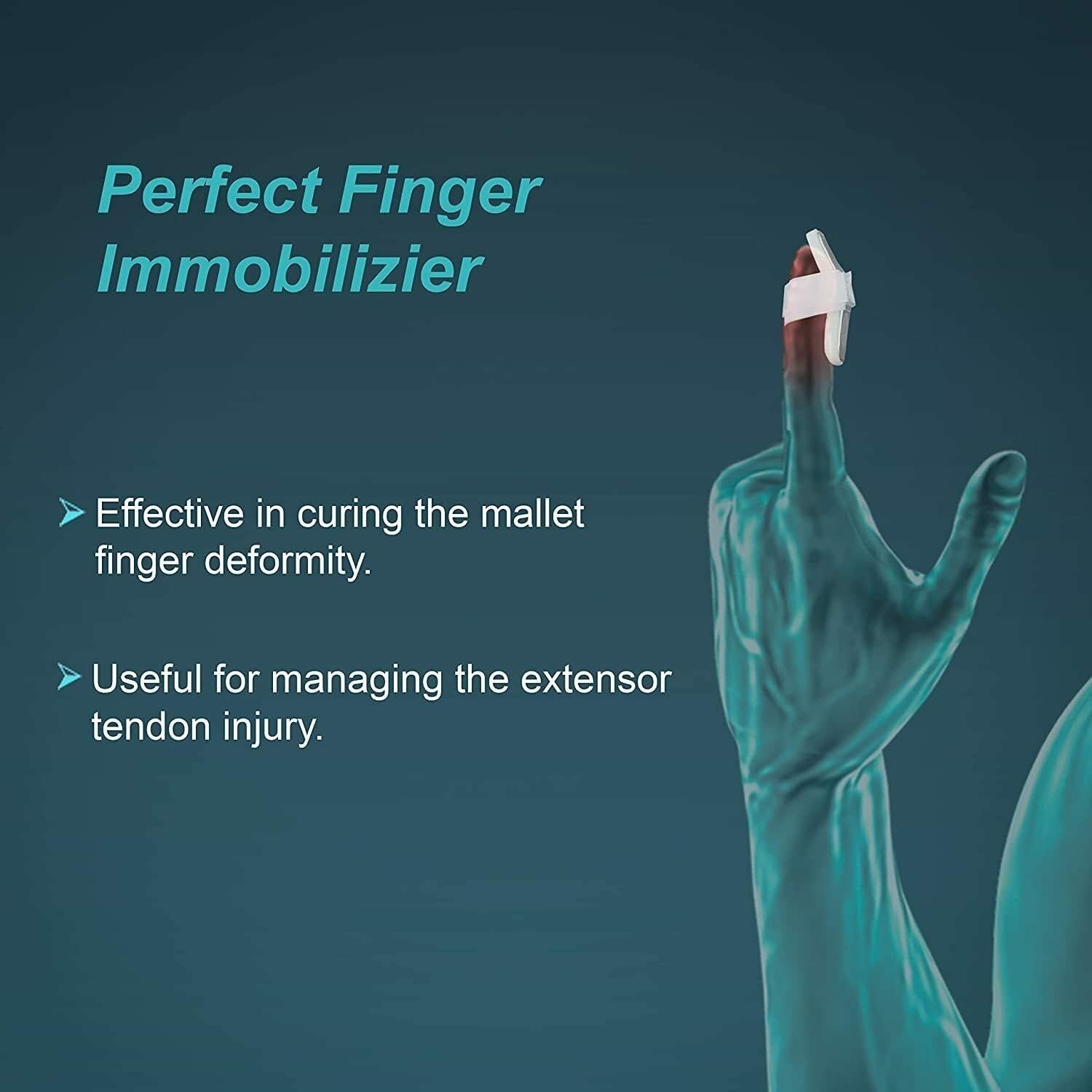 Mallet Finger Splint, Silver, Universal Size, 1 Unit, Inbuilt Hook Loop Tape