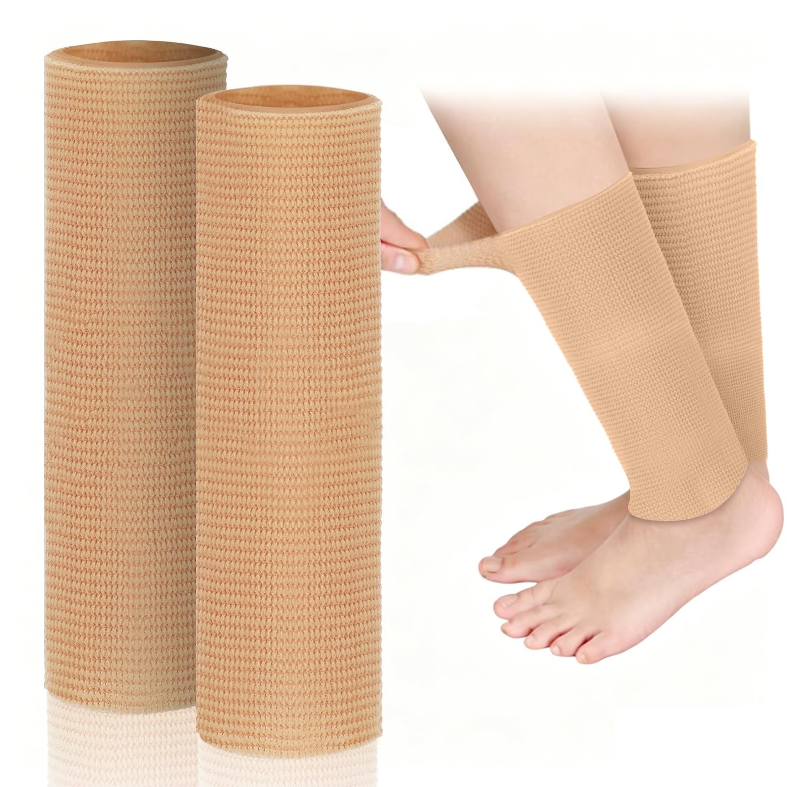 2Pcs Long Ice Skate Ankle Gel Sleeves, Bunga Pads Alternative, 9.84″ Extra Lo…