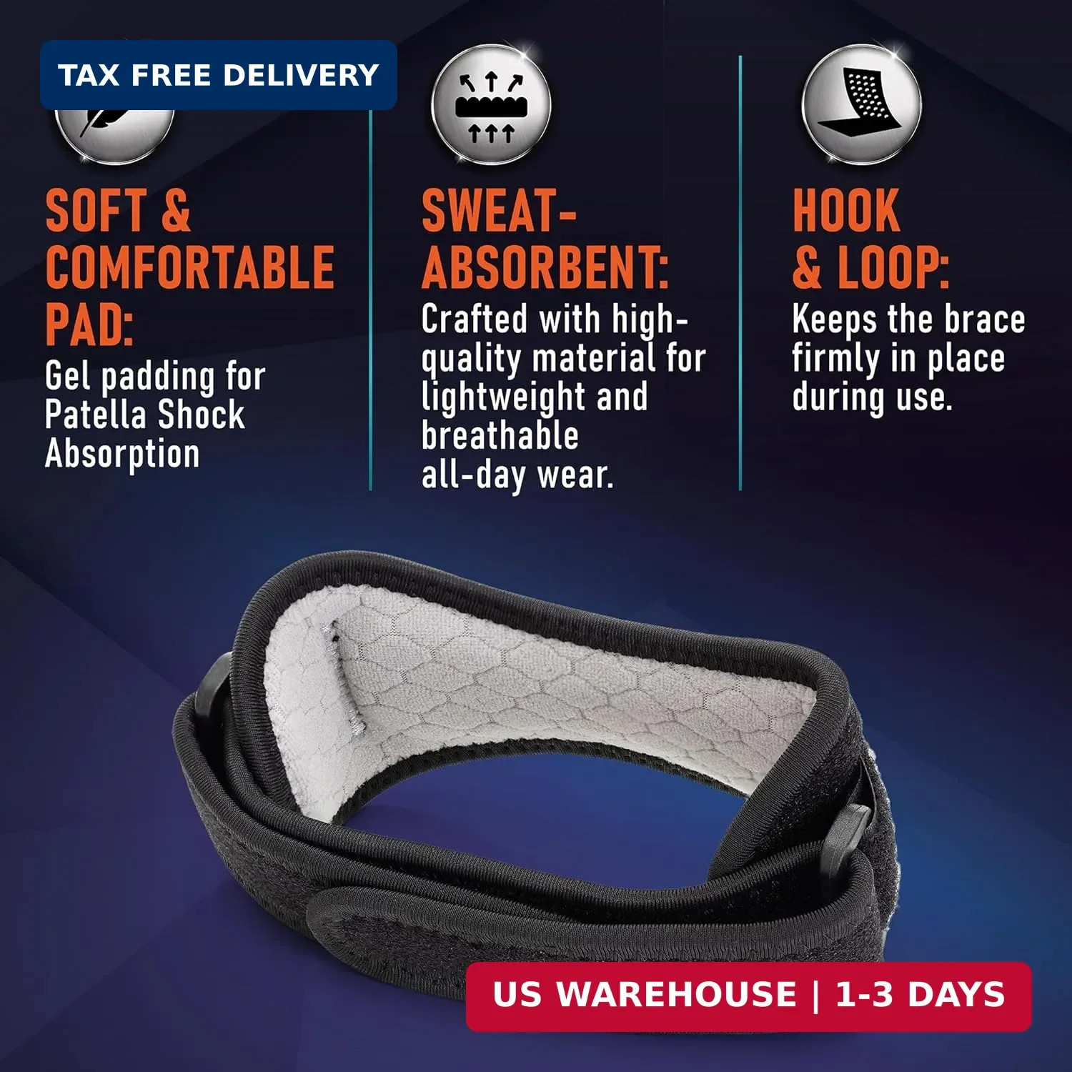 PhysFlex 2 Pack Patellar Tendon Support Strap – Knee Brace for Pain Relief, Pate